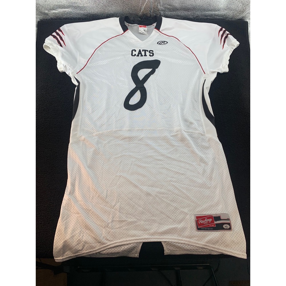 Rawlings Cats Football Jersey White Black Number 8 Adult XL Pro Dri
